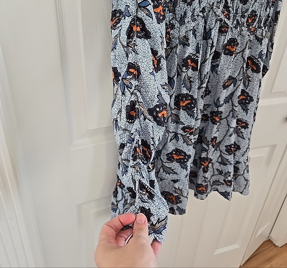 Anthropologie Floral V-Neck Long Sleeve Mini Dress - Picture 8 of 14